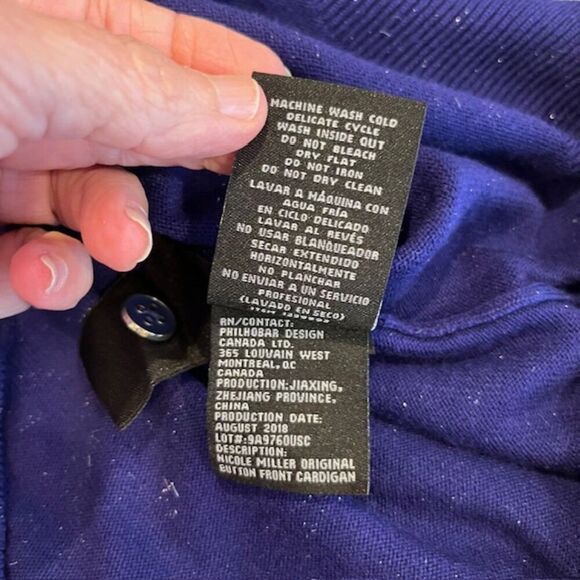 NWT Nicole Miller Button Front Cardigan Cobalt Blue with Metallic Silver Size M - Picture 8 of 12